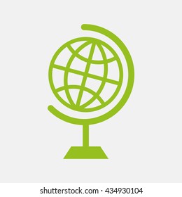 Green icon of Globe on Light Gray background. Eps-10.