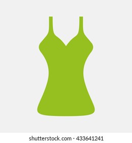 Green icon of Gown on Light Gray background. Eps-10.