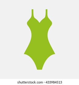 Green icon of Gown on Light Gray background. Eps-10.