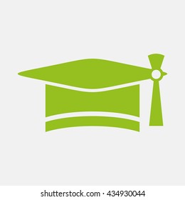 Green icon of Graduation Cap on Light Gray background. Eps-10.
