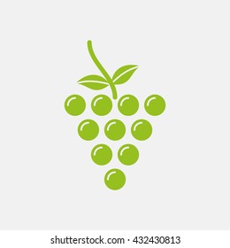 Green icon of Grapes on Light Gray background. Eps-10.