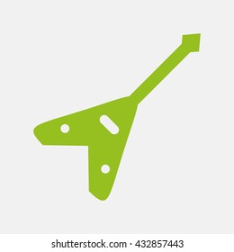 Green icon of Guitar on Light Gray background. Eps-10.