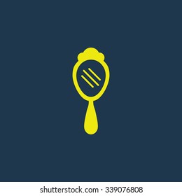 Green icon of Hand Mirror on dark blue background. Eps.10
