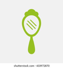 Green icon of Hand Mirror on Light Gray background. Eps-10.