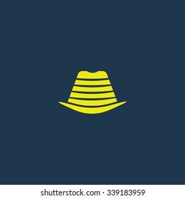 Green icon of Hat on dark blue background. Eps.10