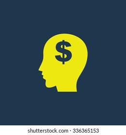 Green icon of head  on dark blue background. Eps.10