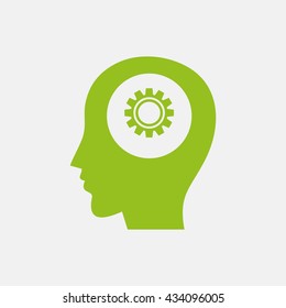 Green icon of Head on Light Gray background. Eps-10.
