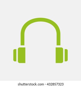 Green icon of Headphone on Light Gray background. Eps-10.