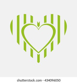 Green icon of Heart on Light Gray background. Eps-10.