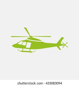 Green icon of Helicopter on Light Gray background. Eps-10.