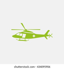 Green icon of Helicopter  on Light Gray background. Eps-10.