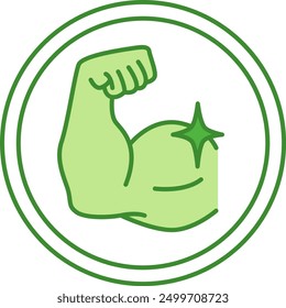 Proteína de alta potencia Green Icon. Icono de Vector. Etiqueta para medicamentos y envases de alimentos