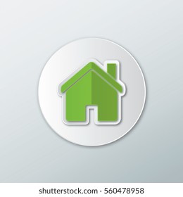 Green Icon home page in a flat style with shadow on a white background