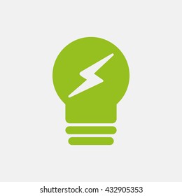 Green icon of Idea Or Bulb on Light Gray background. Eps-10.