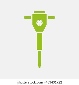 Green icon of Jack Hammer on Light Gray background. Eps-10.