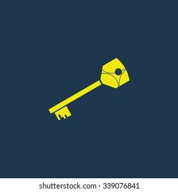 Green icon of Key on dark blue background. Eps.10