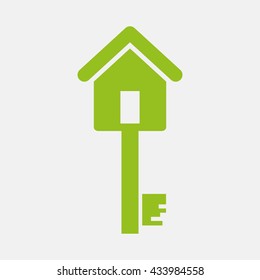 Green icon of Key on Light Gray background. Eps-10.