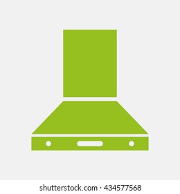 Green icon of Kitchen Chimney on Light Gray background. Eps-10.