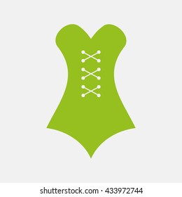 Green icon of Ladies garment on Light Gray background. Eps-10.