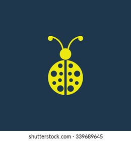 Green icon of Lady Bug on dark blue background. Eps.10