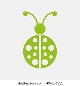 Green icon of Lady Bug on Light Gray background. Eps-10.