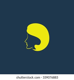 Green icon of Lady  on dark blue background. Eps.10