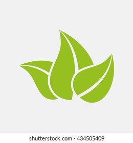 Green icon of Leaf on Light Gray background. Eps-10.