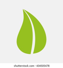 Green icon of Leaf on Light Gray background. Eps-10.