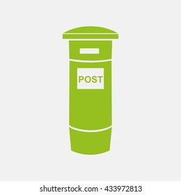 Green icon of Letter Box, Post Box  on Light Gray background. Eps-10.