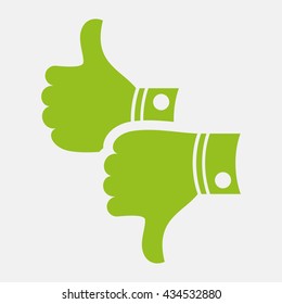 Green icon of Like & Dislike on Light Gray background. Eps-10.