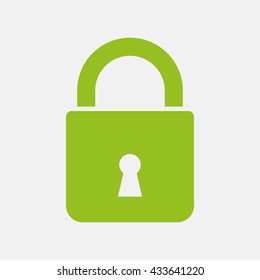 Green icon of Lock on Light Gray background. Eps-10.