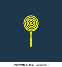 Green icon of Lollipop on dark blue background. Eps.10