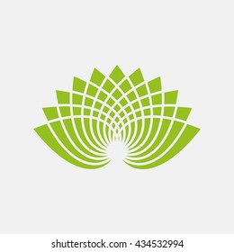 Green icon of Lotus Flower on Light Gray background. Eps-10.