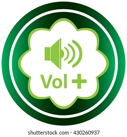 Green icon loudspeaker vol plus