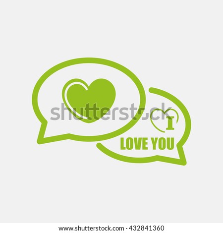 Green icon of I love you Comments on Light Gray background. Eps-10.