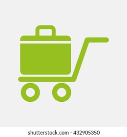 Green icon of Luggage Cart on Light Gray background. Eps-10.