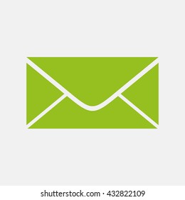 Green icon of Mail Or Envelope on Light Gray background. Eps-10.