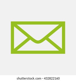 Green icon of Mail Or Envelope on Light Gray background. Eps-10.