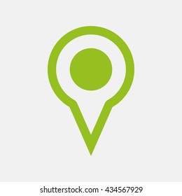 Green icon of Map Pointer on Light Gray background. Eps-10.