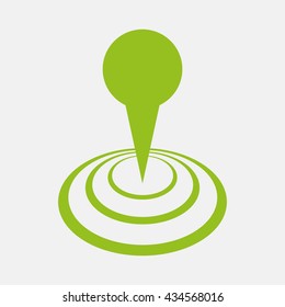 Green icon of Map Pointer on Light Gray background. Eps-10.