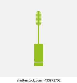 Green icon of Mascara on Light Gray background. Eps-10.