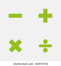 Green icon of Maths Signs on Light Gray background. Eps-10.