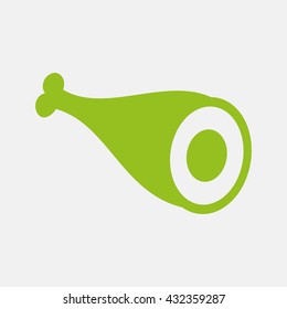 Green icon of Meat on Light Gray background. Eps-10.