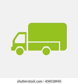 Green icon of Mini Truck on Light Gray background. Eps-10.