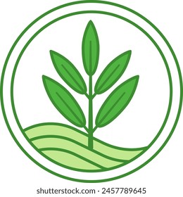 Tejido Modal Icono Verde. Icono de Vector. Rama de árbol de eucalipto. Viscosa. Material respetuoso del medio ambiente y de la calidad natural. Etiqueta, etiqueta para la ropa