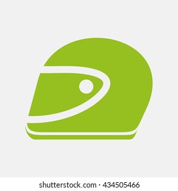 Green icon of Motorbike Helmet on Light Gray background. Eps-10.