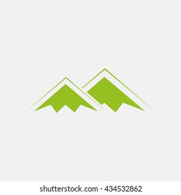 Green icon of Mountains on Light Gray background. Eps-10.