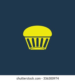 Green icon of Muffins/Cup Cake on dark blue background. Eps.10