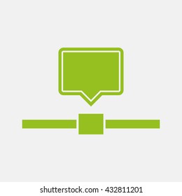 Green icon of Network Computer on Light Gray background. Eps-10.