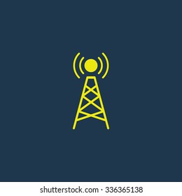 Green icon of Network Tower on dark blue background. Eps.10